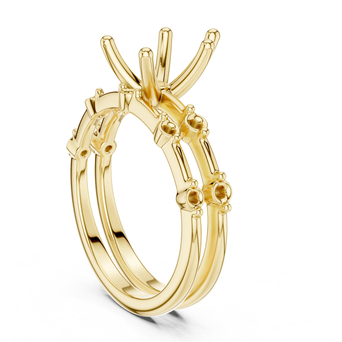 2.50 ct Harmonic Stacked Engagement Ring 2.5ct Yellow Gold Pear