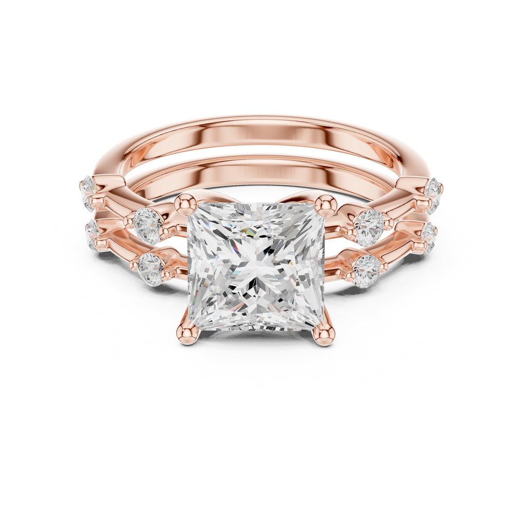 2.50 ct Harmonic Stacked Engagement Ring 2.5ct Rose Gold Princess