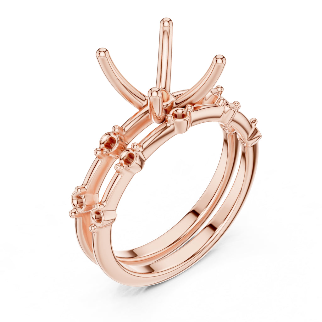 2.50 ct Harmonic Stacked Engagement Ring 2.5ct Rose Gold Princess