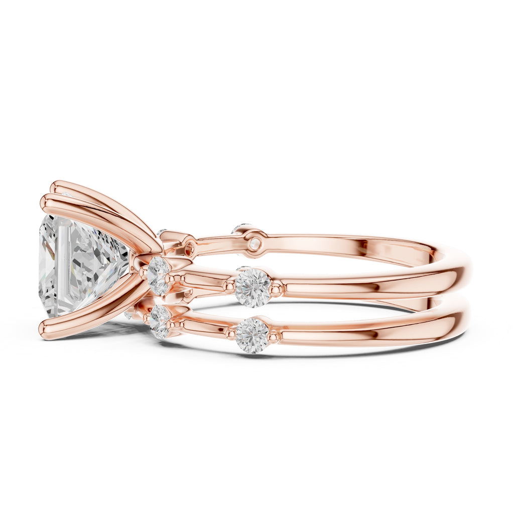 2.50 ct Harmonic Stacked Engagement Ring 2.5ct Rose Gold Princess