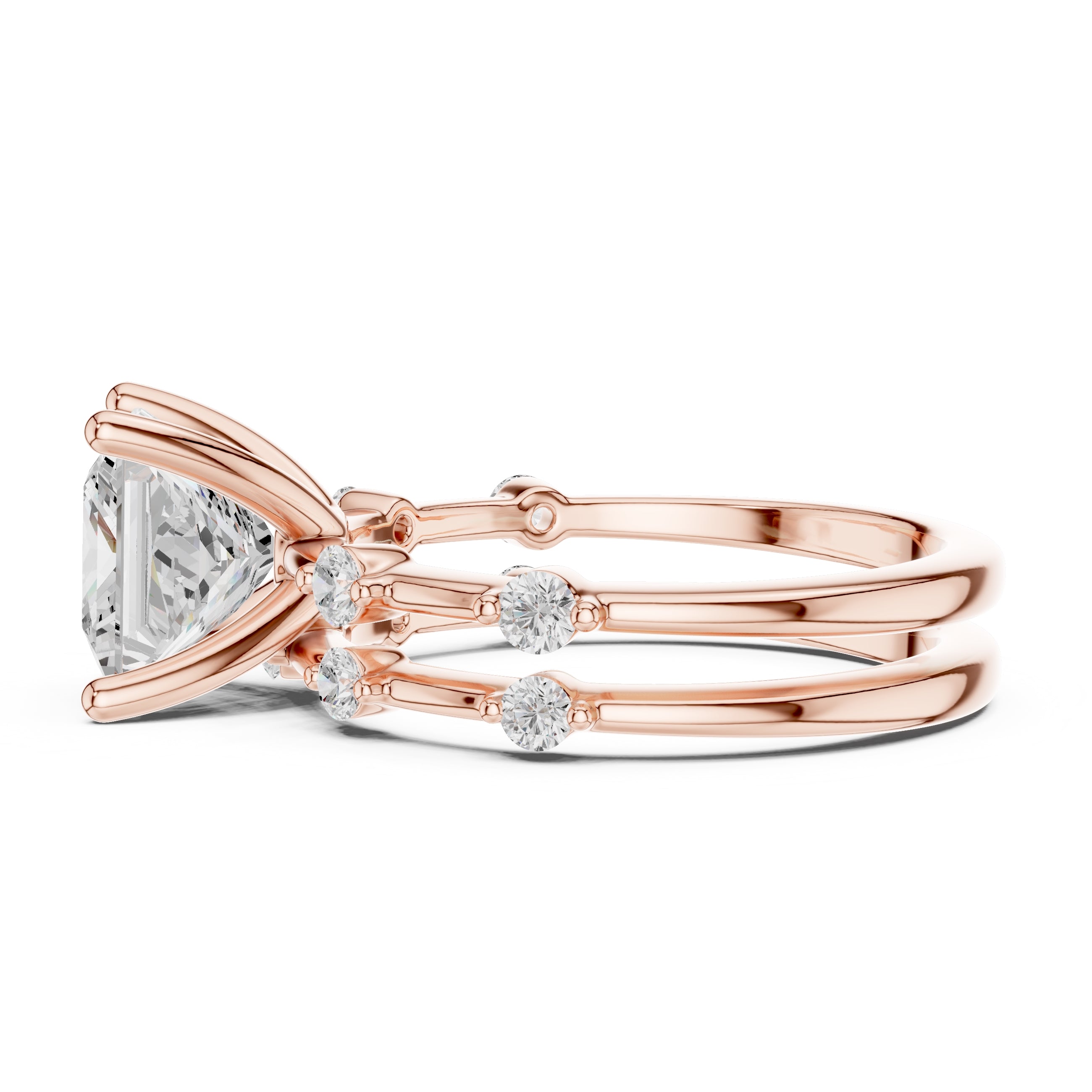 2.50 ct Harmonic Stacked Engagement Ring 2.5ct Rose Gold Princess