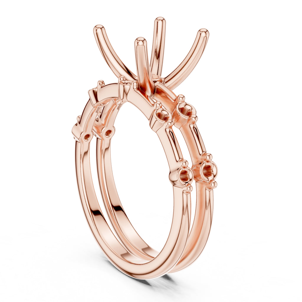 2.50 ct Harmonic Stacked Engagement Ring 2.5ct Rose Gold Princess