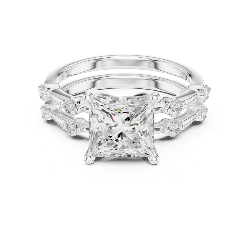 2.50 ct Harmonic Stacked Engagement Ring 2.5ct White Gold Princess