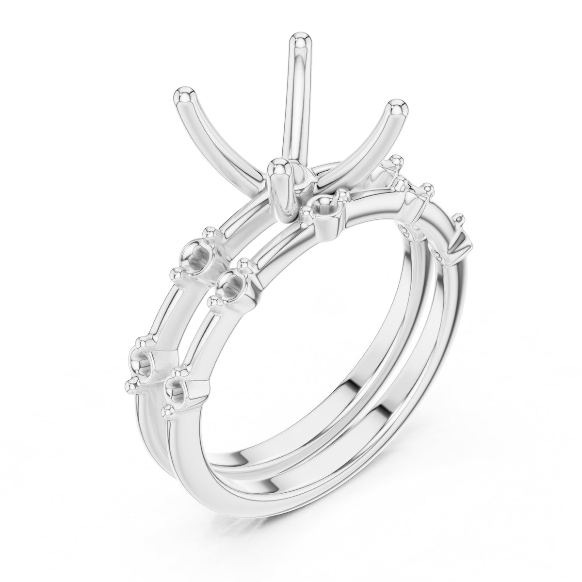 2.50 ct Harmonic Stacked Engagement Ring 2.5ct White Gold Princess