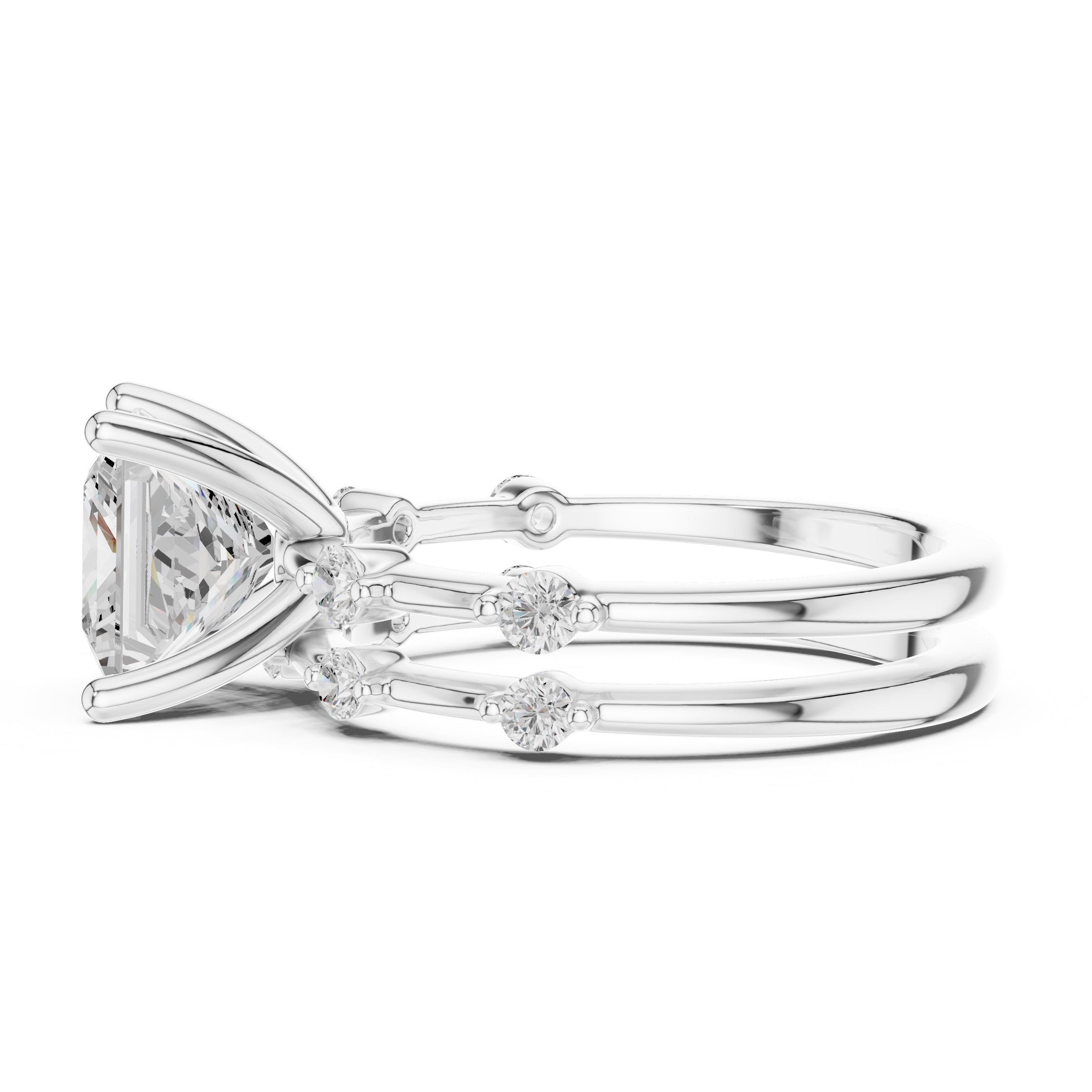 2.50 ct Harmonic Stacked Engagement Ring 2.5ct White Gold Princess