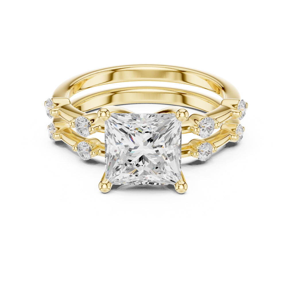 2.50 ct Harmonic Stacked Engagement Ring 2.5ct Yellow Gold Princess