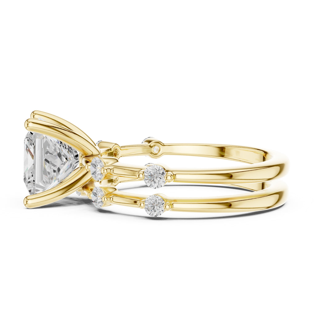 2.50 ct Harmonic Stacked Engagement Ring 2.5ct Yellow Gold Princess