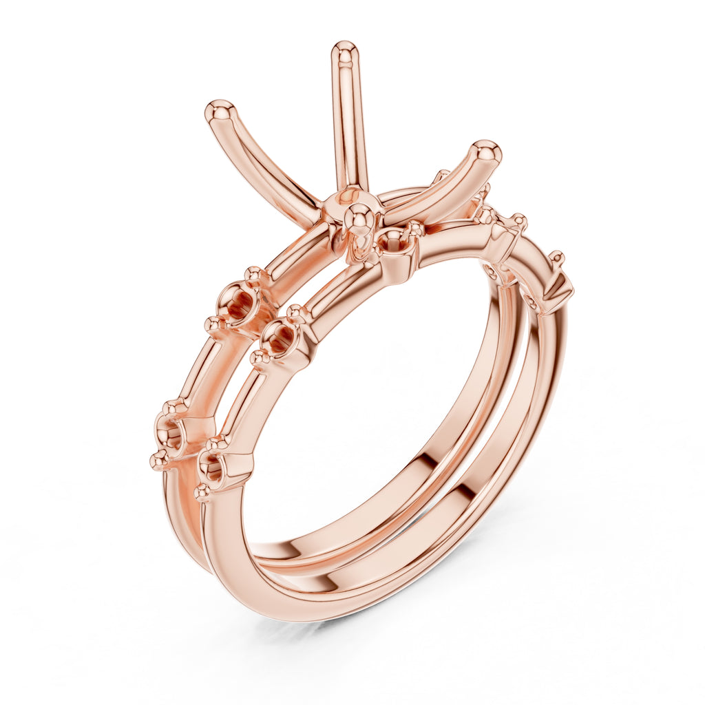 2.50 ct Harmonic Stacked Engagement Ring 2.5ct Rose Gold Radiant