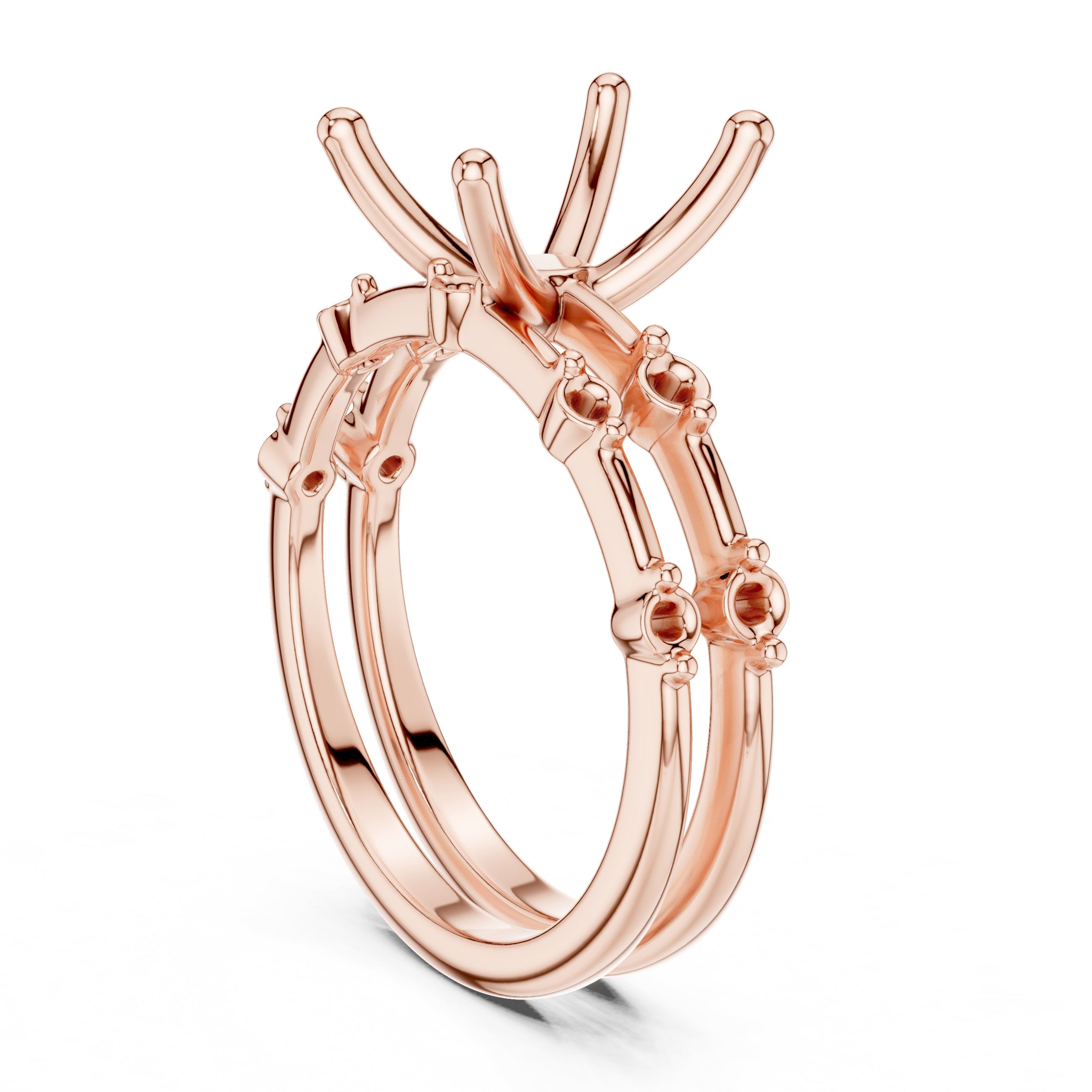 2.50 ct Harmonic Stacked Engagement Ring 2.5ct Rose Gold Radiant