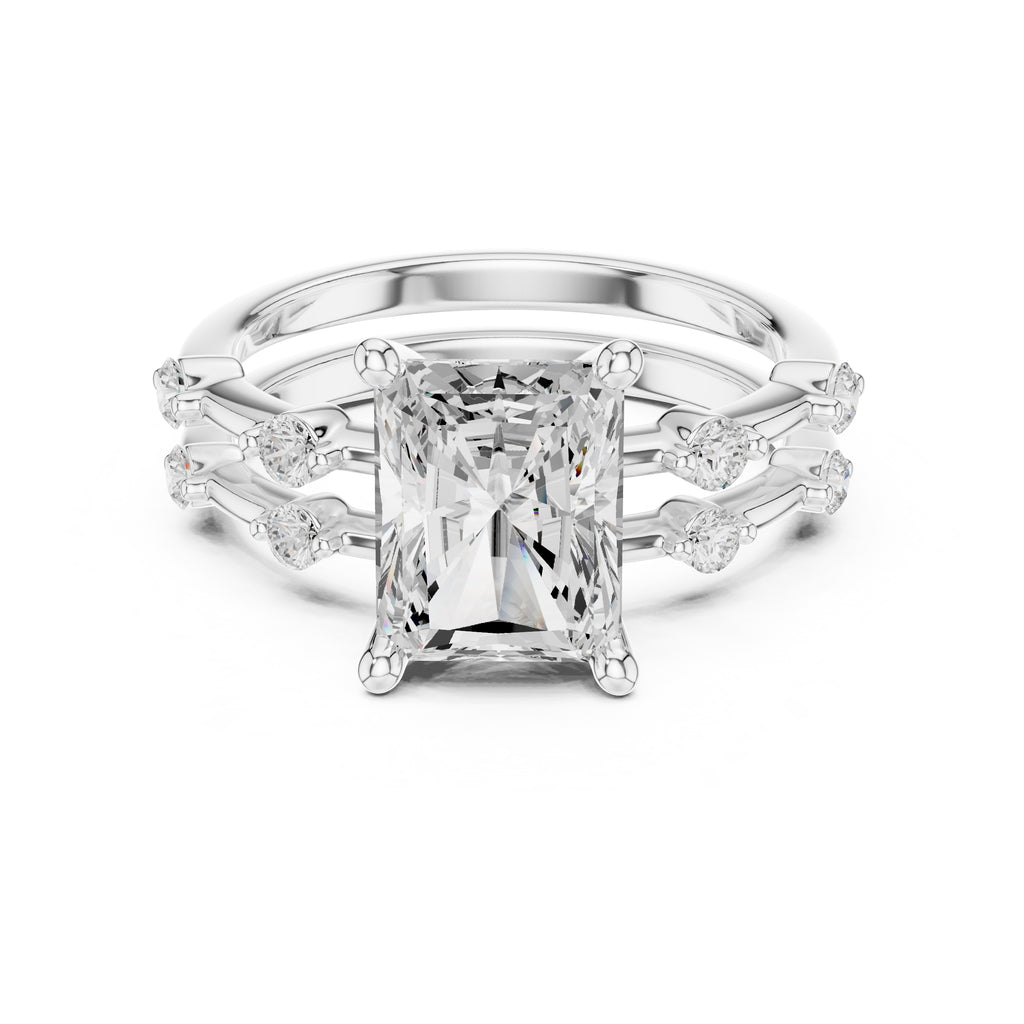 2.50 ct Harmonic Stacked Engagement Ring 2.5ct White Gold Radiant