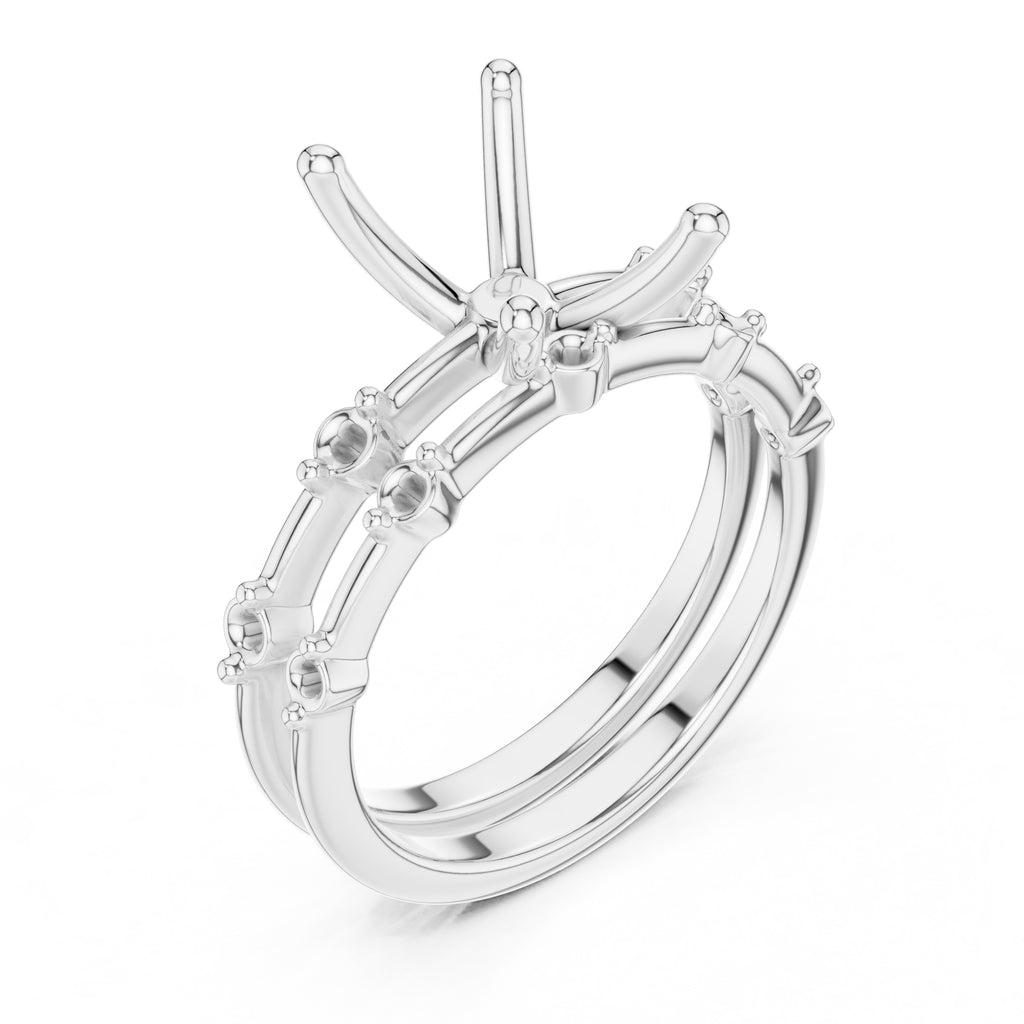 2.50 ct Harmonic Stacked Engagement Ring 2.5ct White Gold Radiant