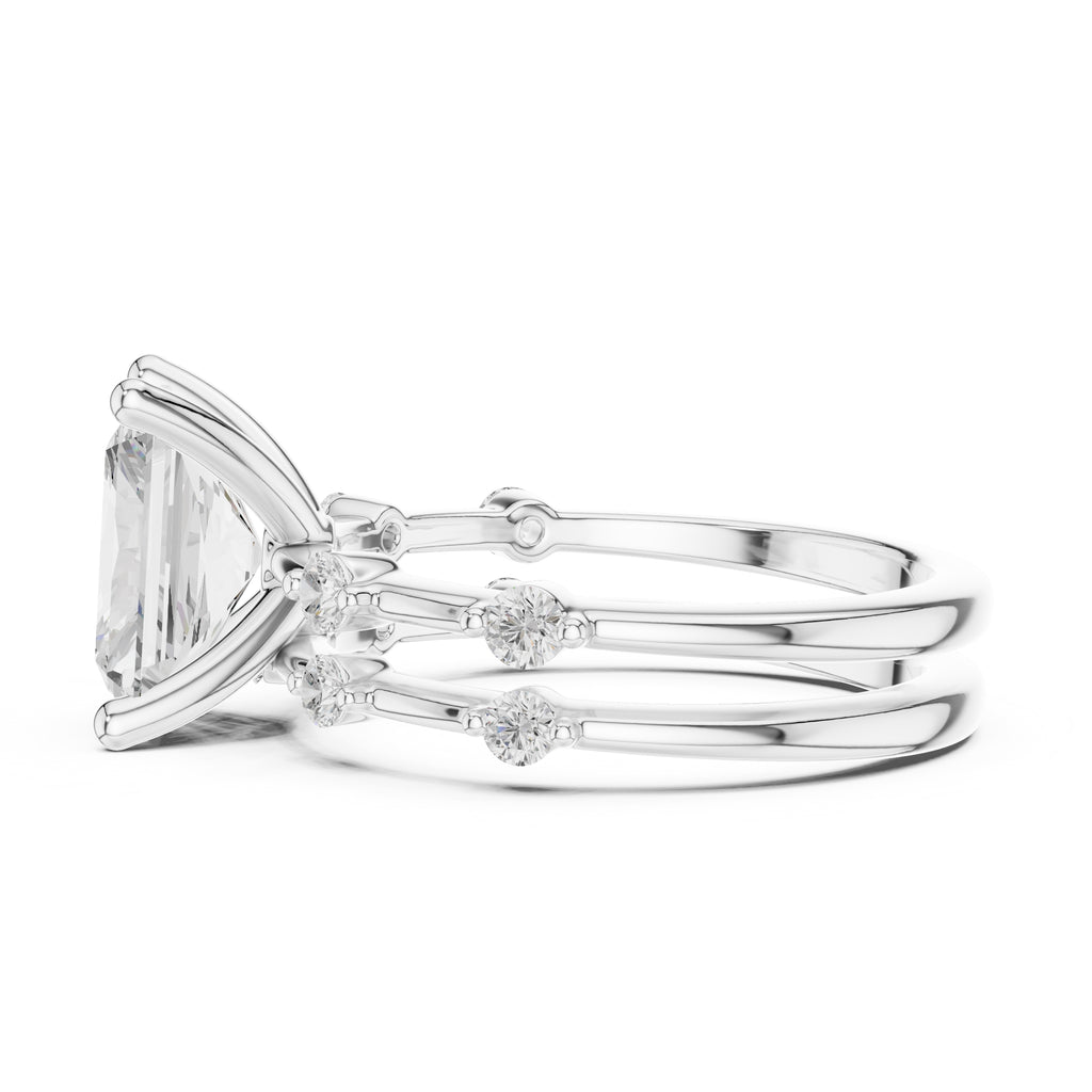 2.50 ct Harmonic Stacked Engagement Ring 2.5ct White Gold Radiant