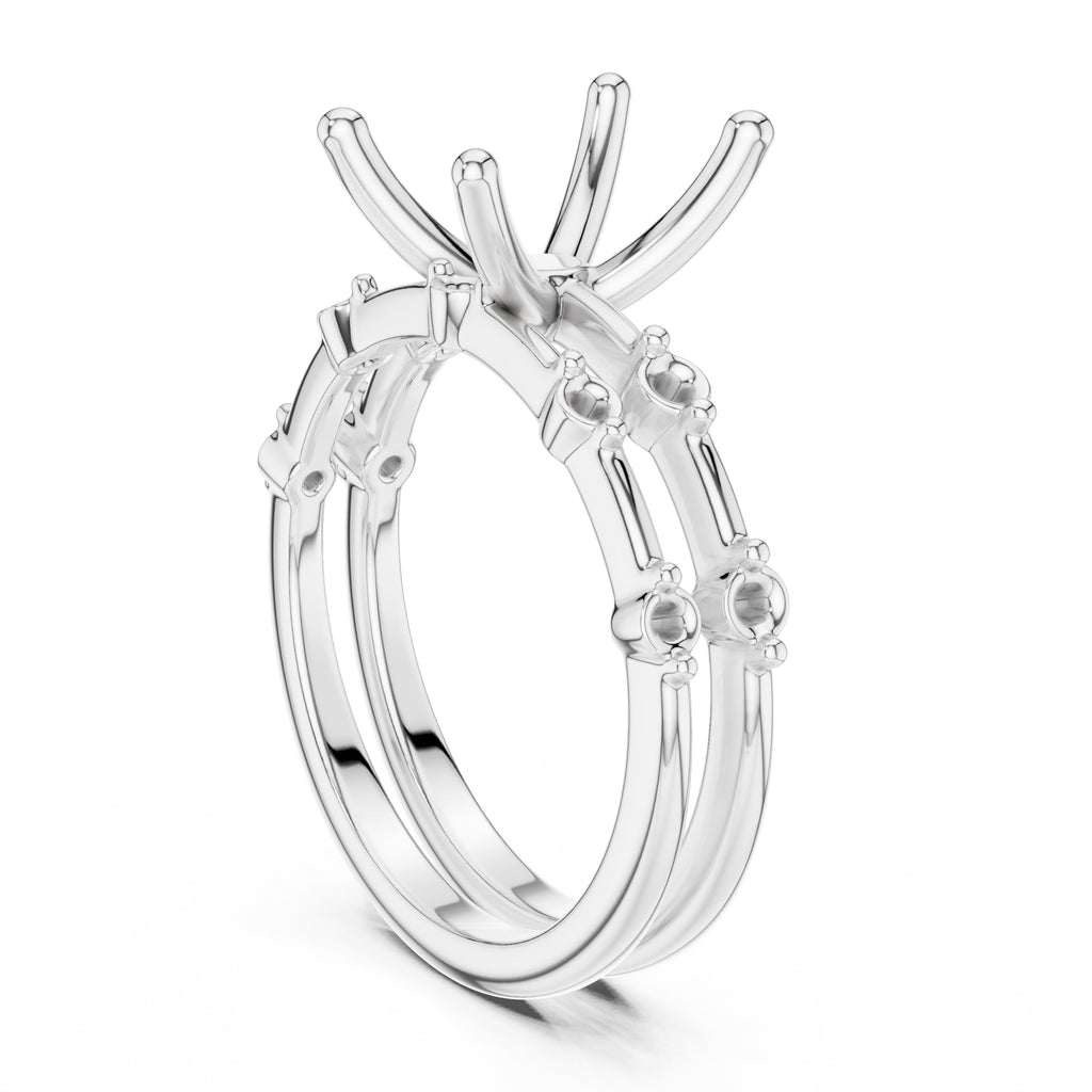 2.50 ct Harmonic Stacked Engagement Ring 2.5ct White Gold Radiant