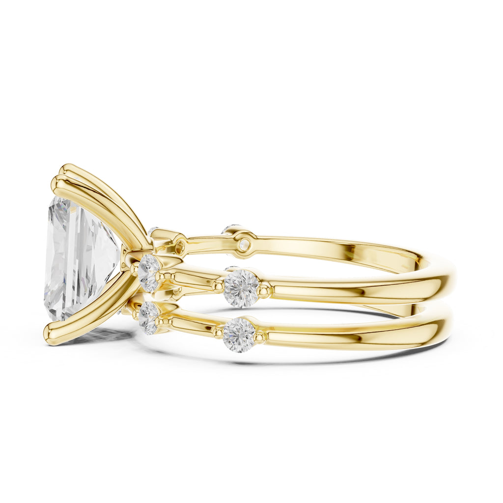 2.50 ct Harmonic Stacked Engagement Ring 2.5ct Yellow Gold Radiant