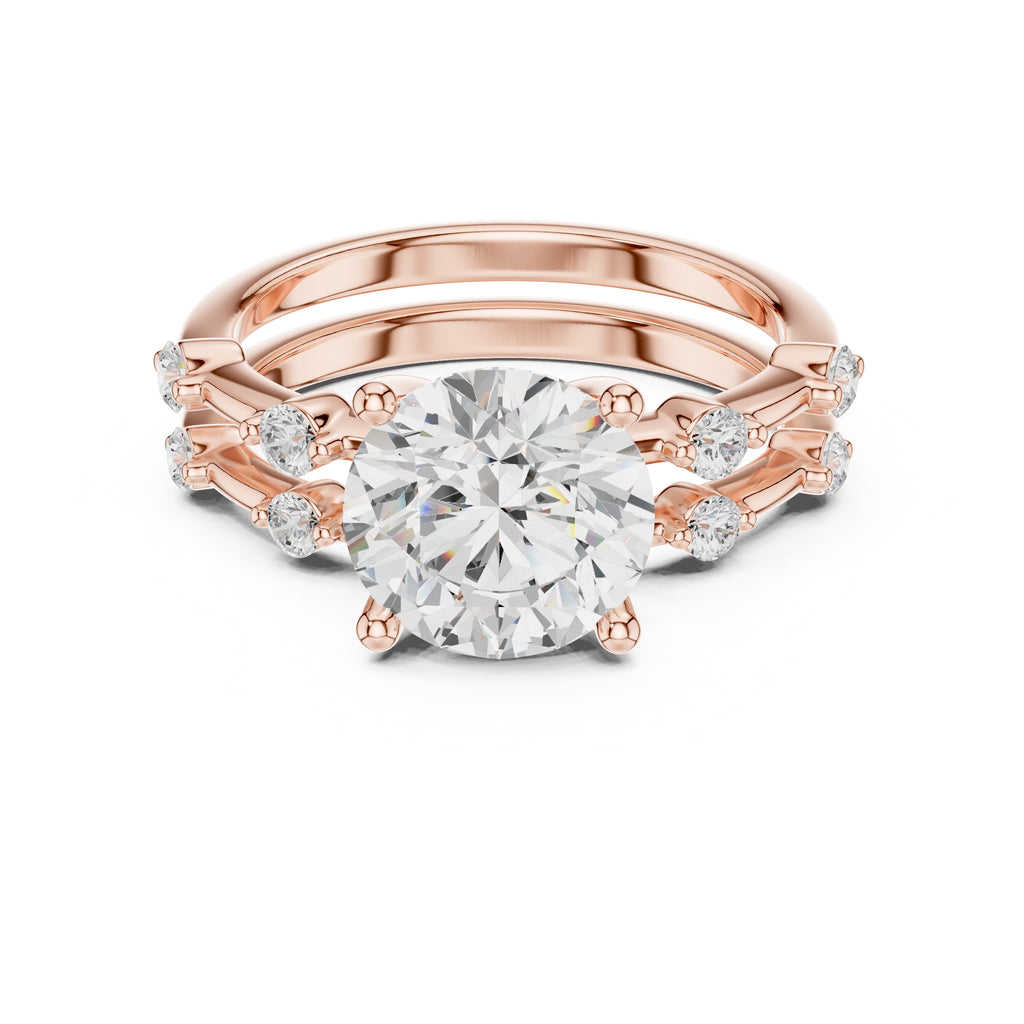 2.50 ct Harmonic Stacked Engagement Ring 2.5ct Rose Gold Round