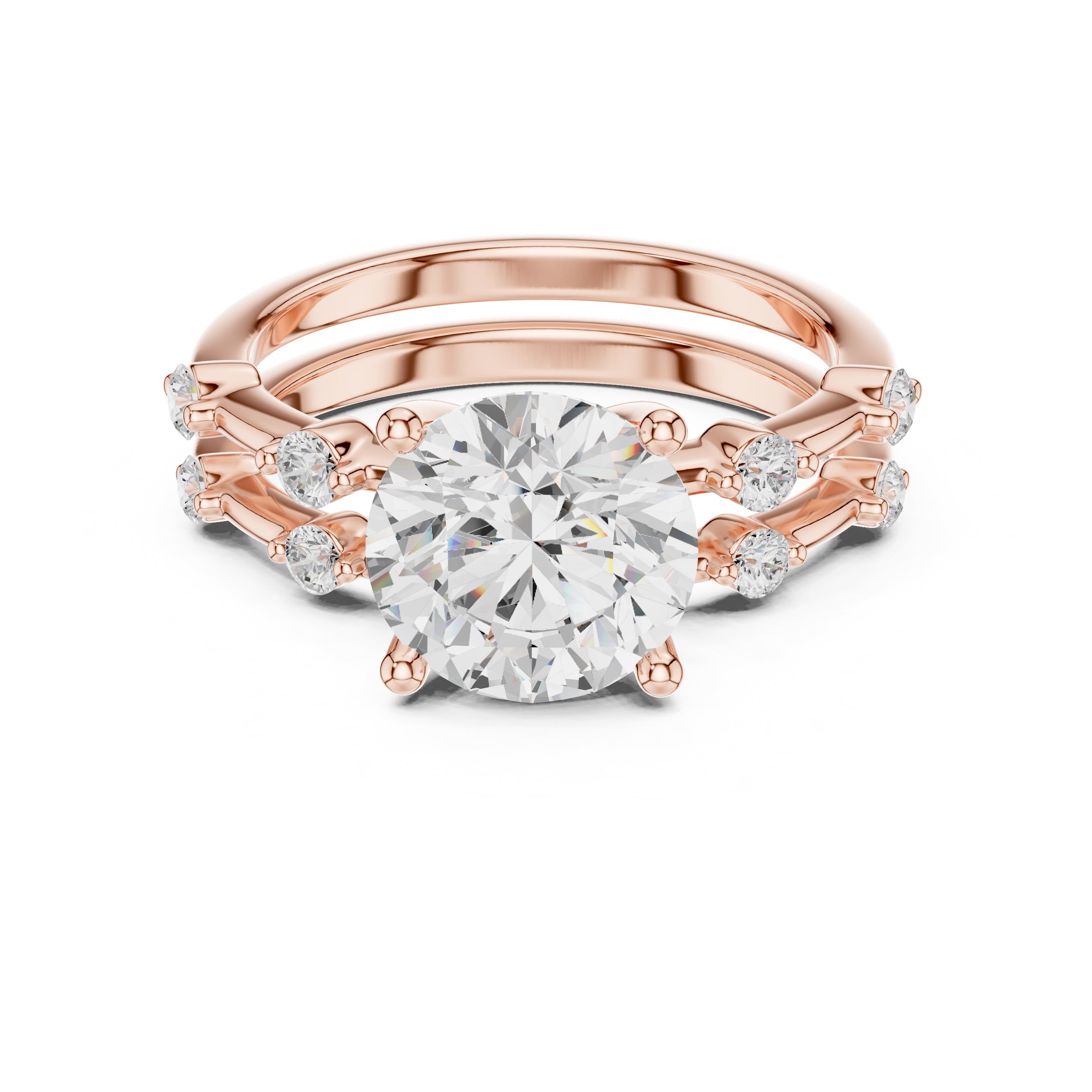 2.50 ct Harmonic Stacked Engagement Ring 2.5ct Rose Gold Round
