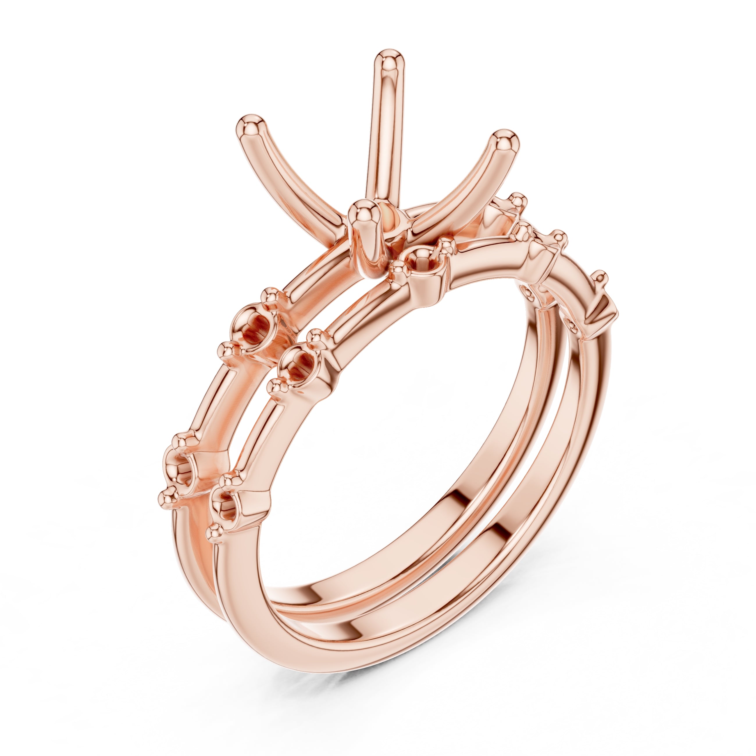 2.50 ct Harmonic Stacked Engagement Ring 2.5ct Rose Gold Round
