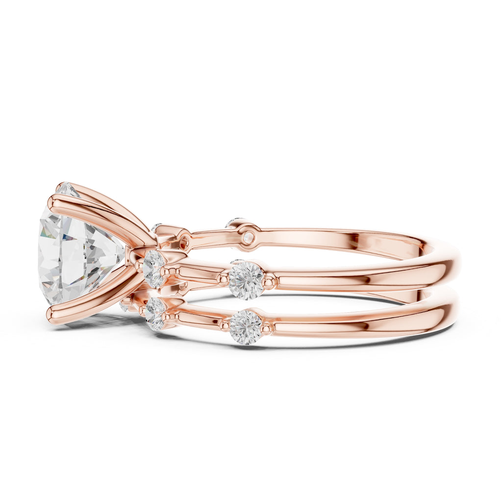 2.50 ct Harmonic Stacked Engagement Ring 2.5ct Rose Gold Round