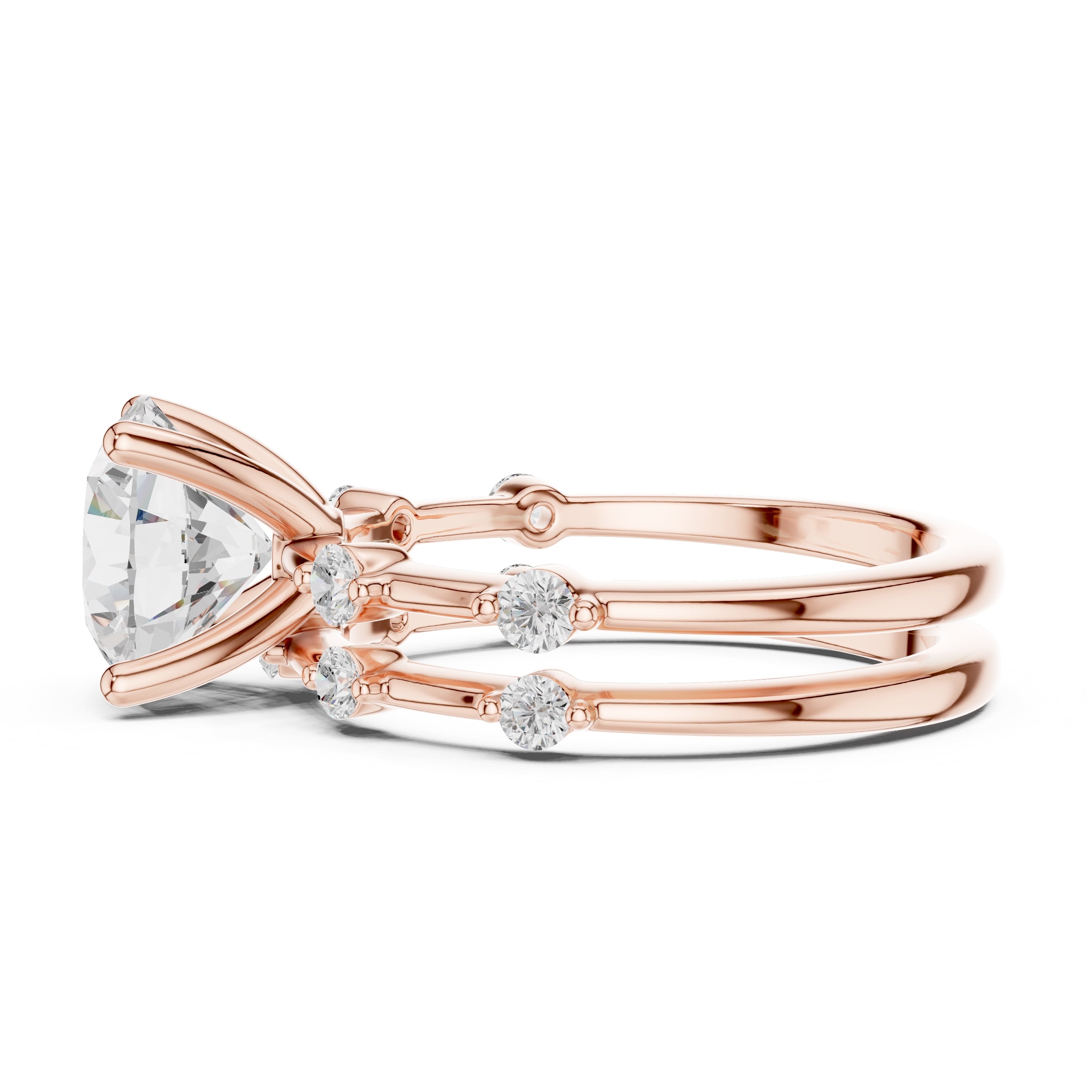 2.50 ct Harmonic Stacked Engagement Ring 2.5ct Rose Gold Round
