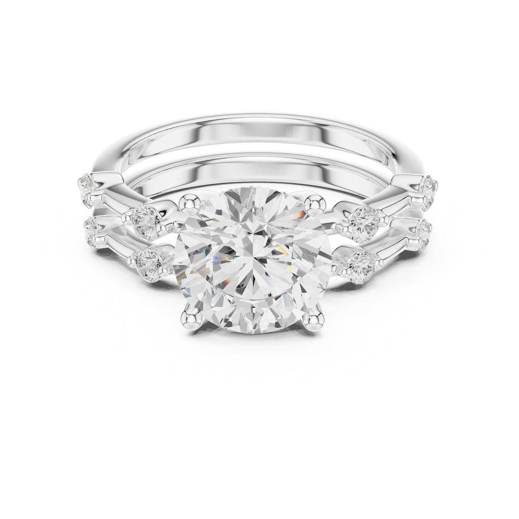 2.50 ct Harmonic Stacked Engagement Ring 2.5ct White Gold Round