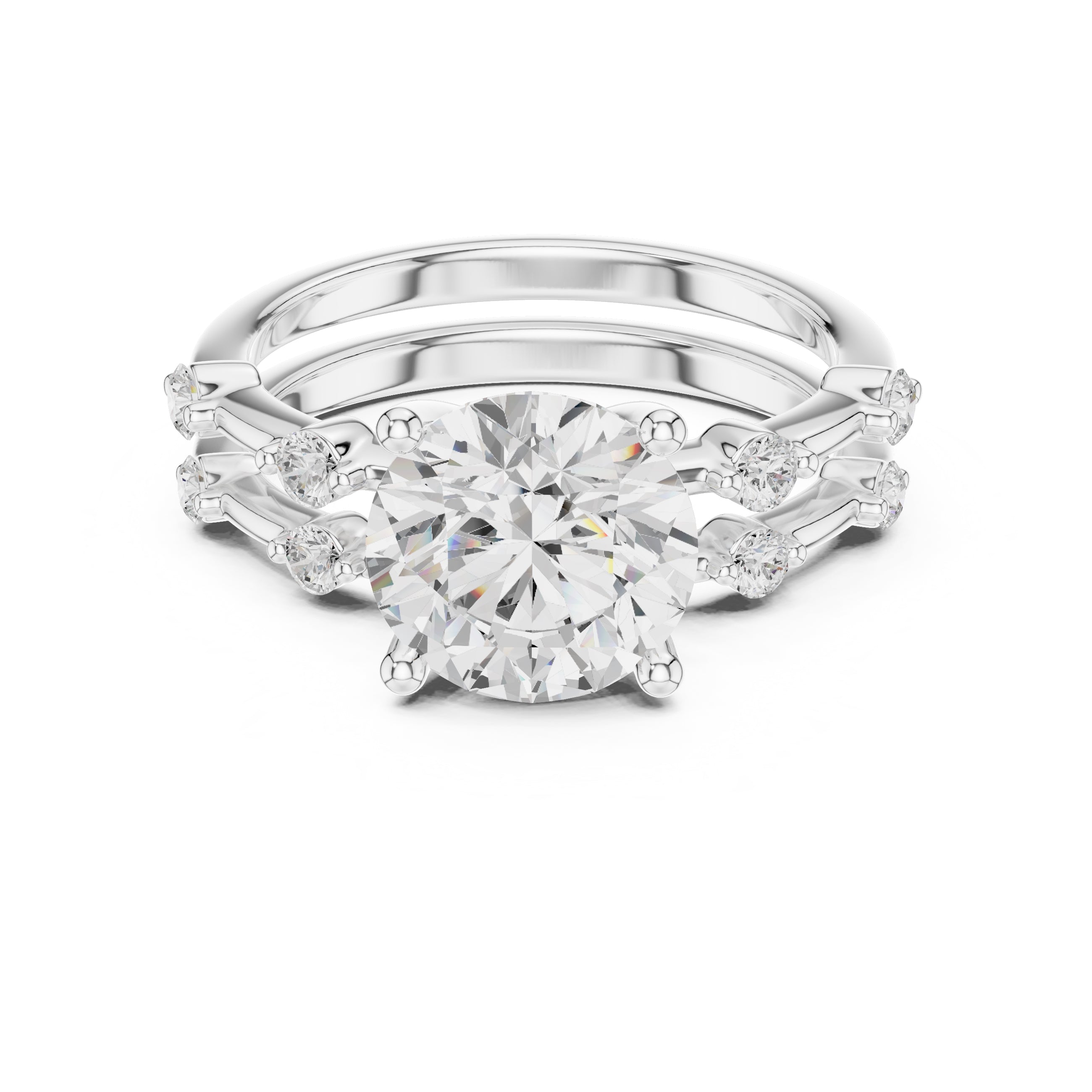 2.50 ct Harmonic Stacked Engagement Ring 2.5ct White Gold Round