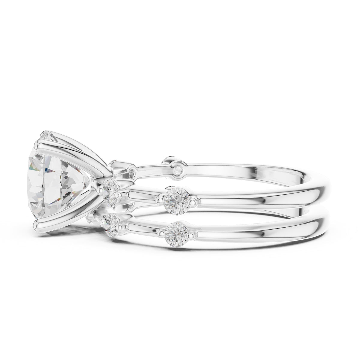 2.50 ct Harmonic Stacked Engagement Ring 2.5ct White Gold Round