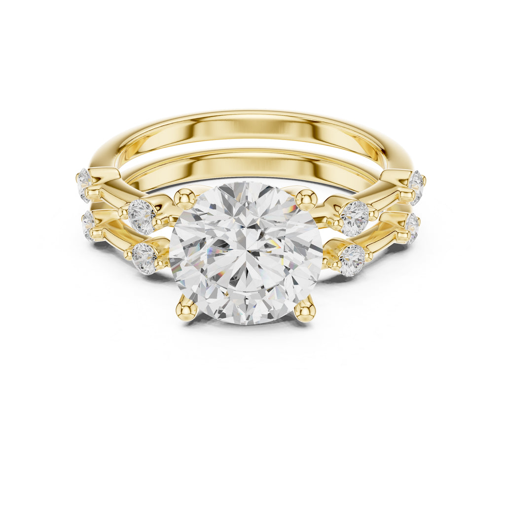 2.50 ct Harmonic Stacked Engagement Ring 2.5ct Yellow Gold Round