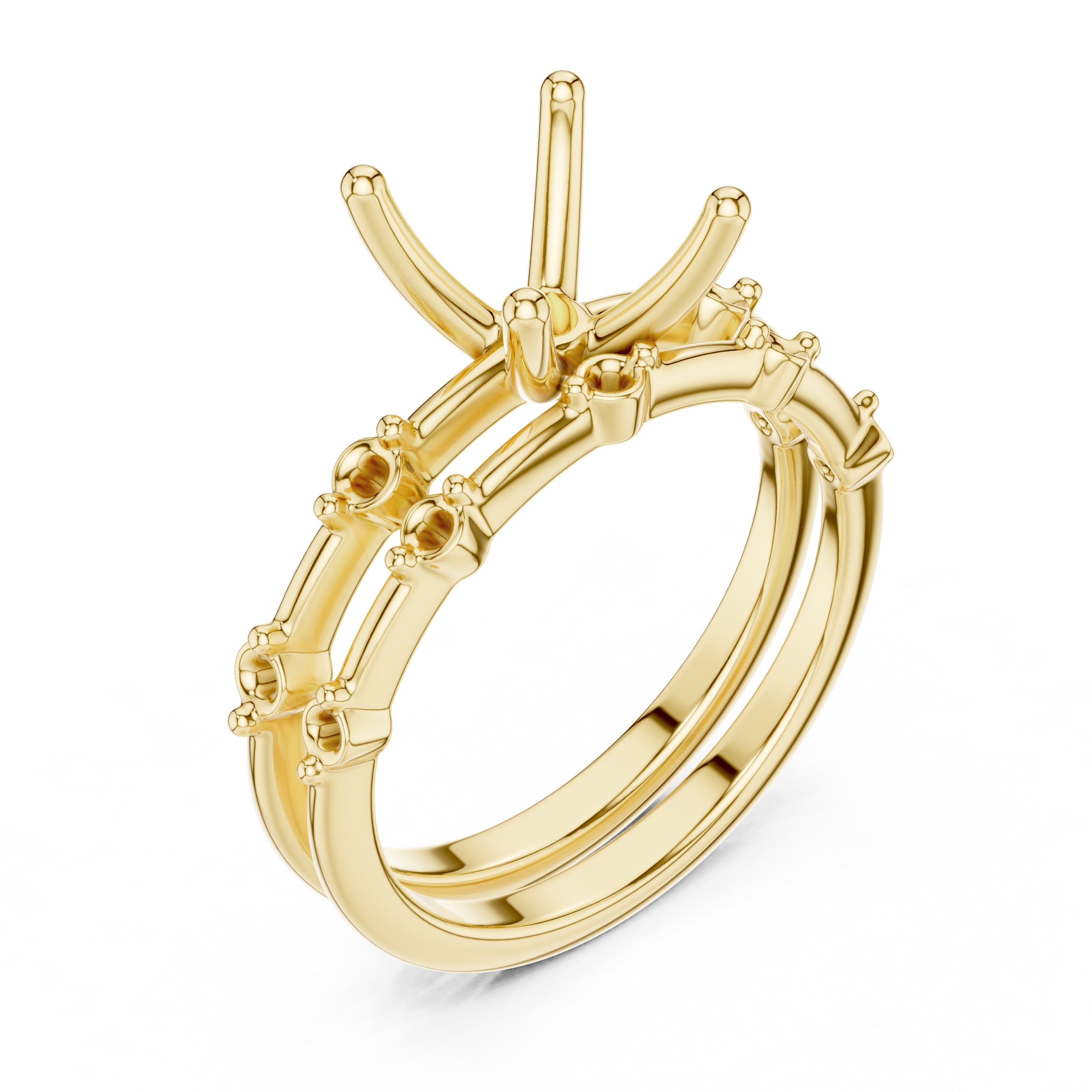 2.50 ct Harmonic Stacked Engagement Ring 2.5ct Yellow Gold Round