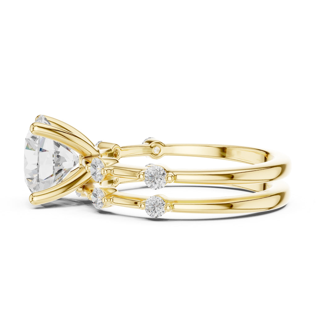 2.50 ct Harmonic Stacked Engagement Ring 2.5ct Yellow Gold Round