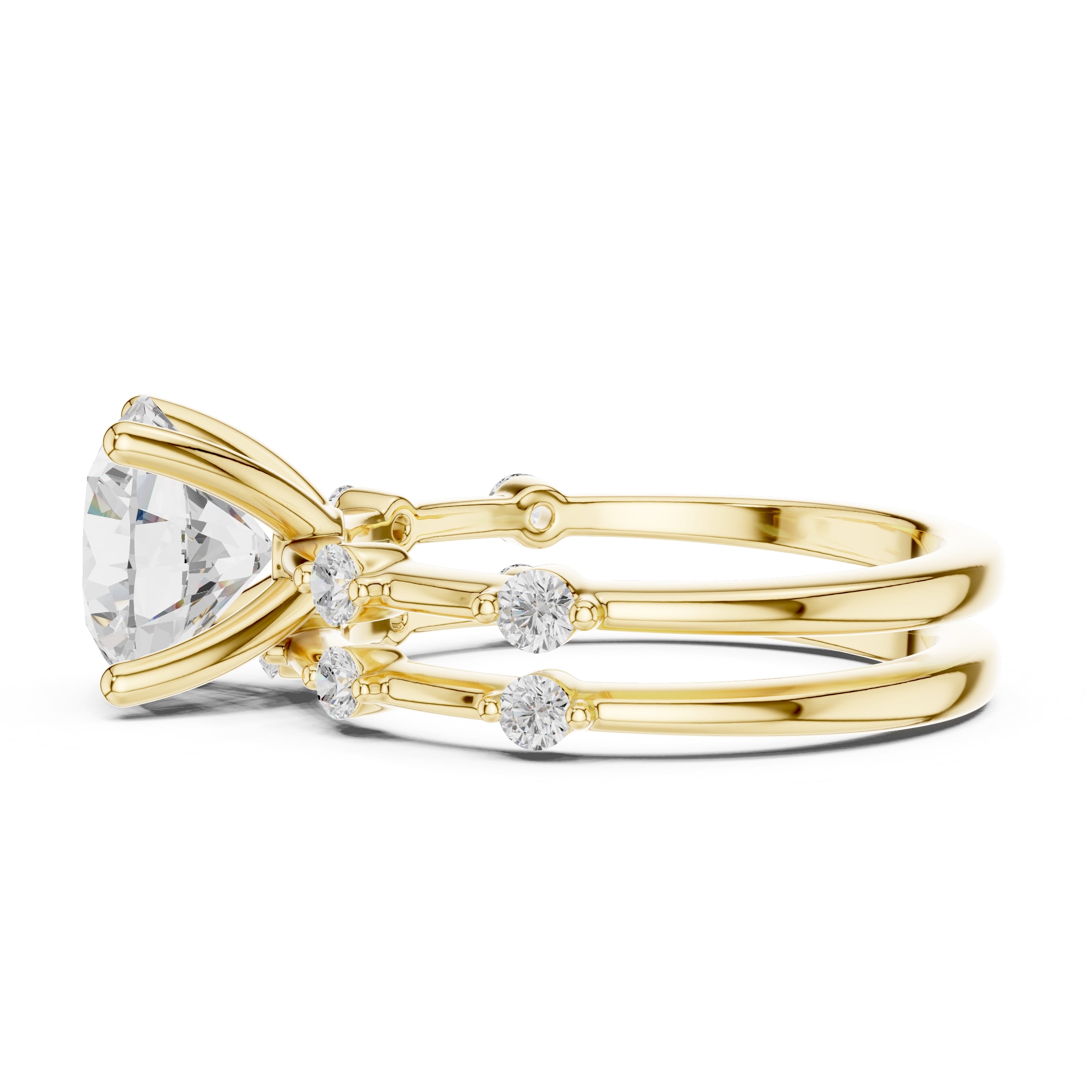 2.50 ct Harmonic Stacked Engagement Ring 2.5ct Yellow Gold Round
