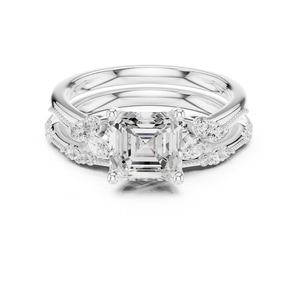 2.00 ct Zenith Cluster Engagement Ring 2ct White Gold Asscher