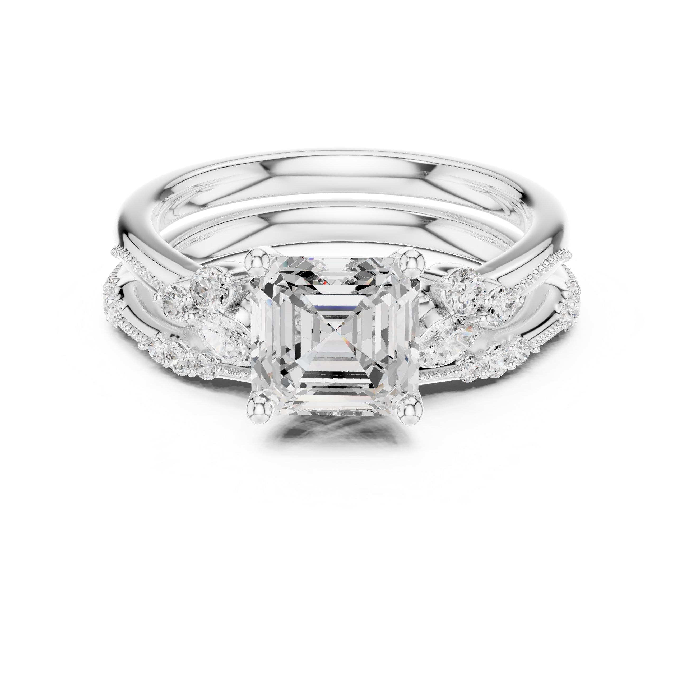 2.00 ct Zenith Cluster Engagement Ring 2ct White Gold Asscher