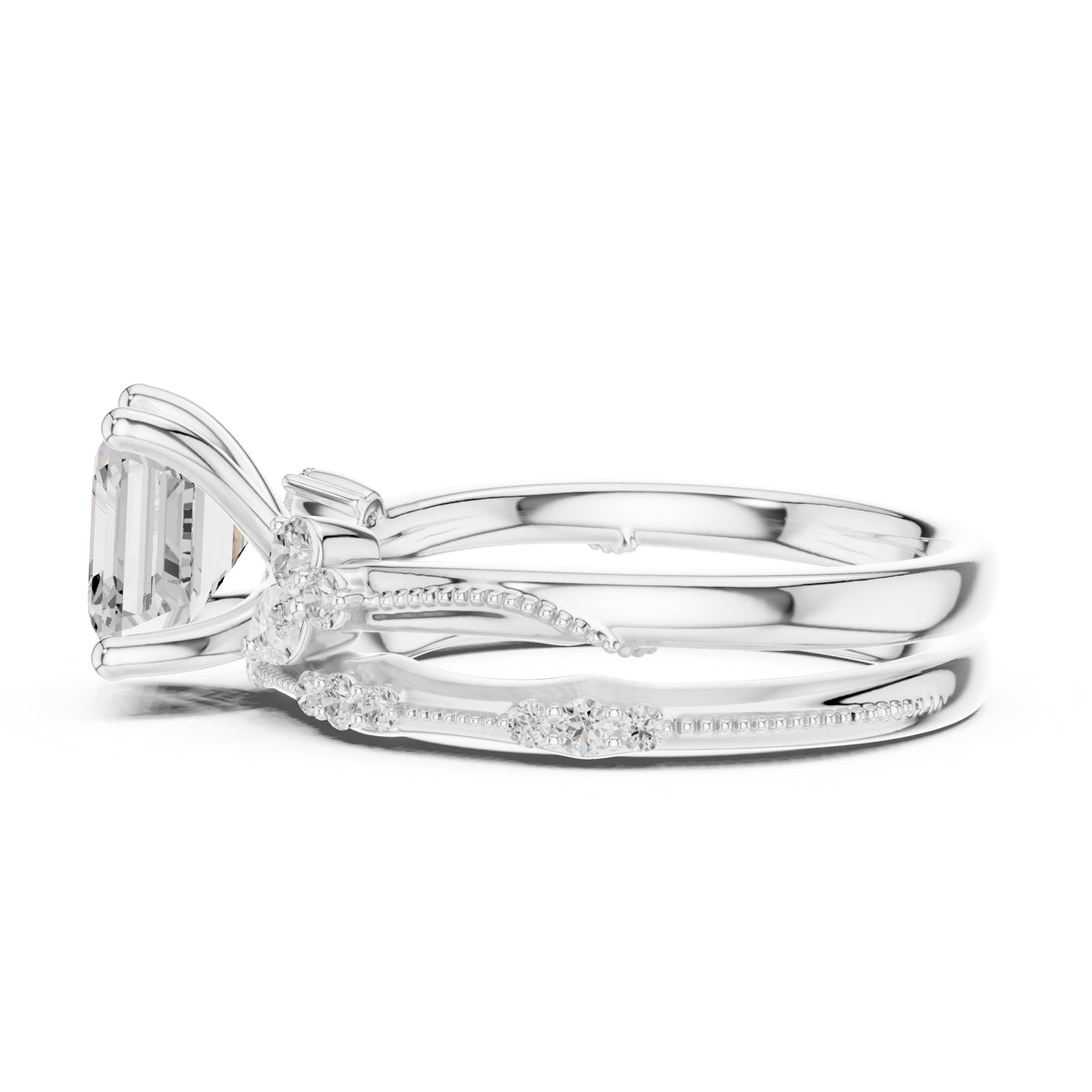 2.00 ct Zenith Cluster Engagement Ring 2ct White Gold Asscher