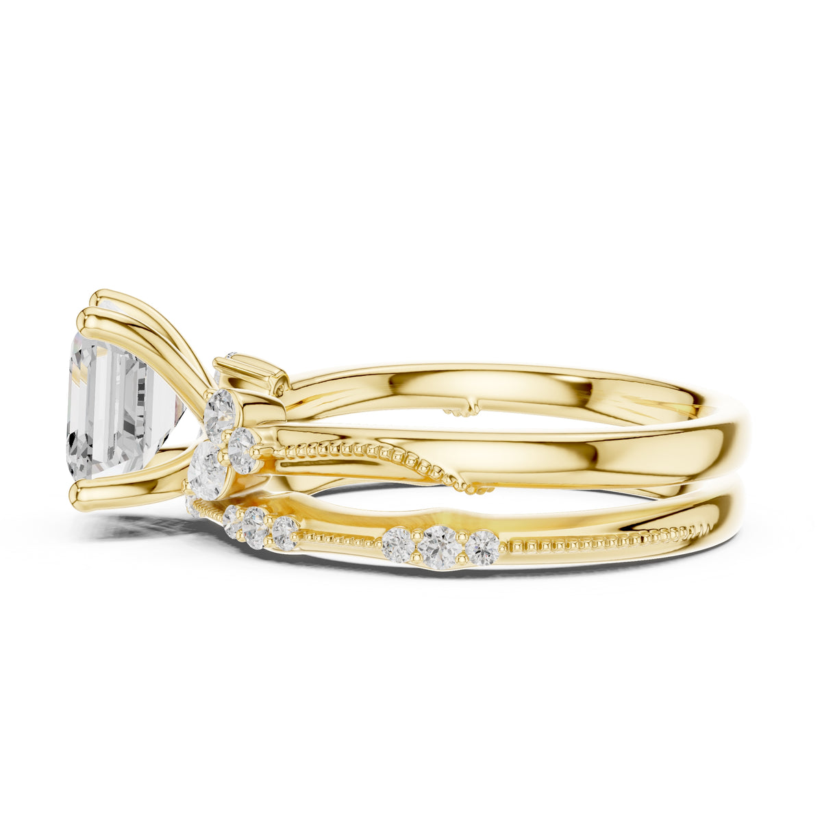 2.00 ct Zenith Cluster Engagement Ring 2ct Yellow Gold Asscher