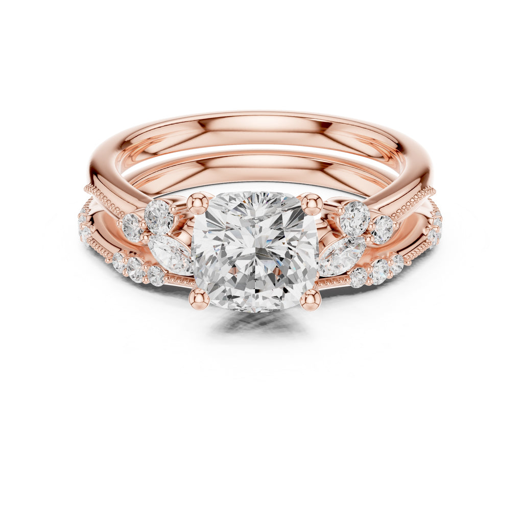 2.00 ct Zenith Cluster Engagement Ring 2ct Rose Gold Cushion