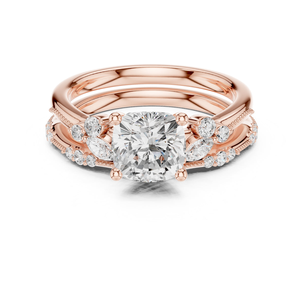 2.00 ct Zenith Cluster Engagement Ring 2ct Rose Gold Cushion