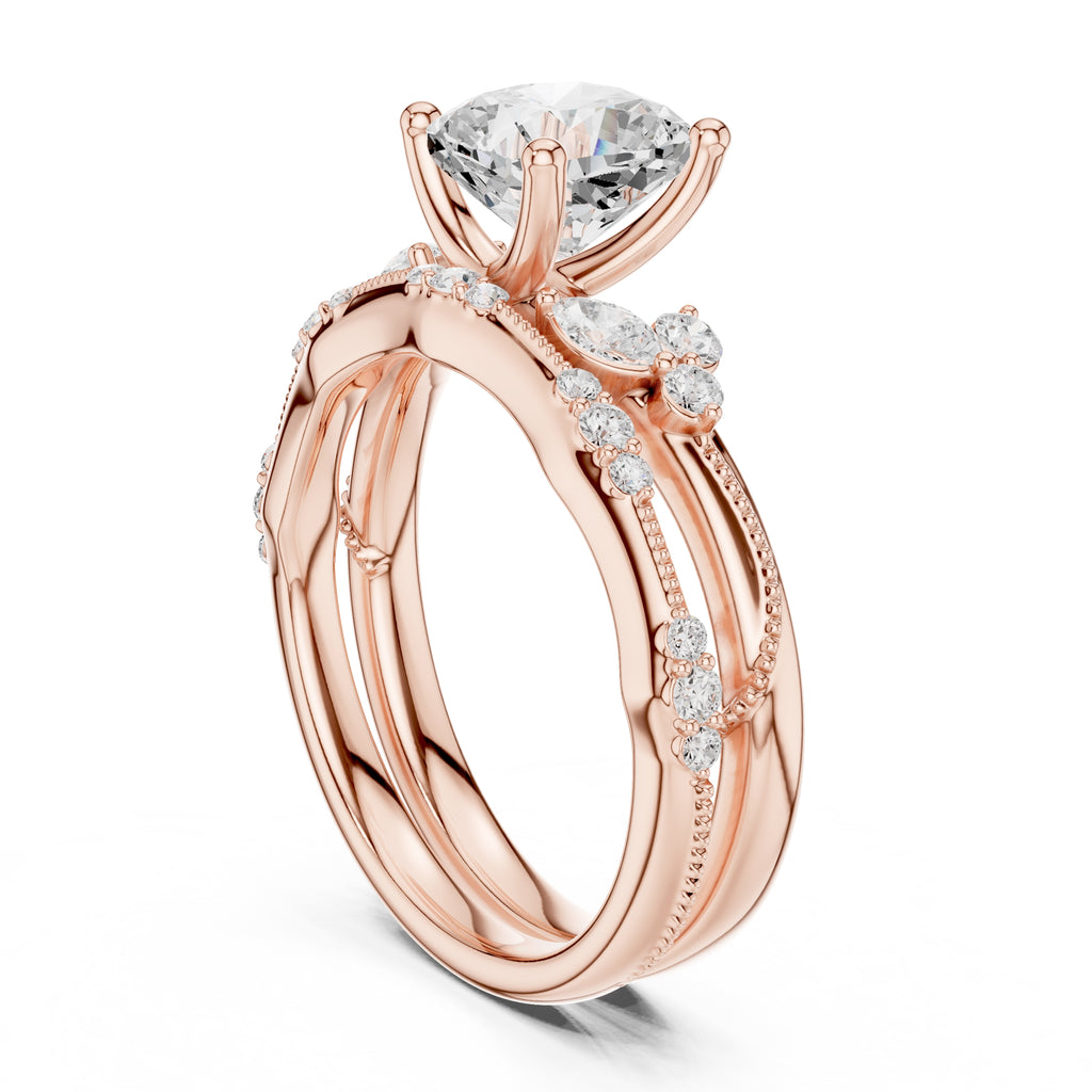 2.00 ct Zenith Cluster Engagement Ring 2ct Rose Gold Cushion