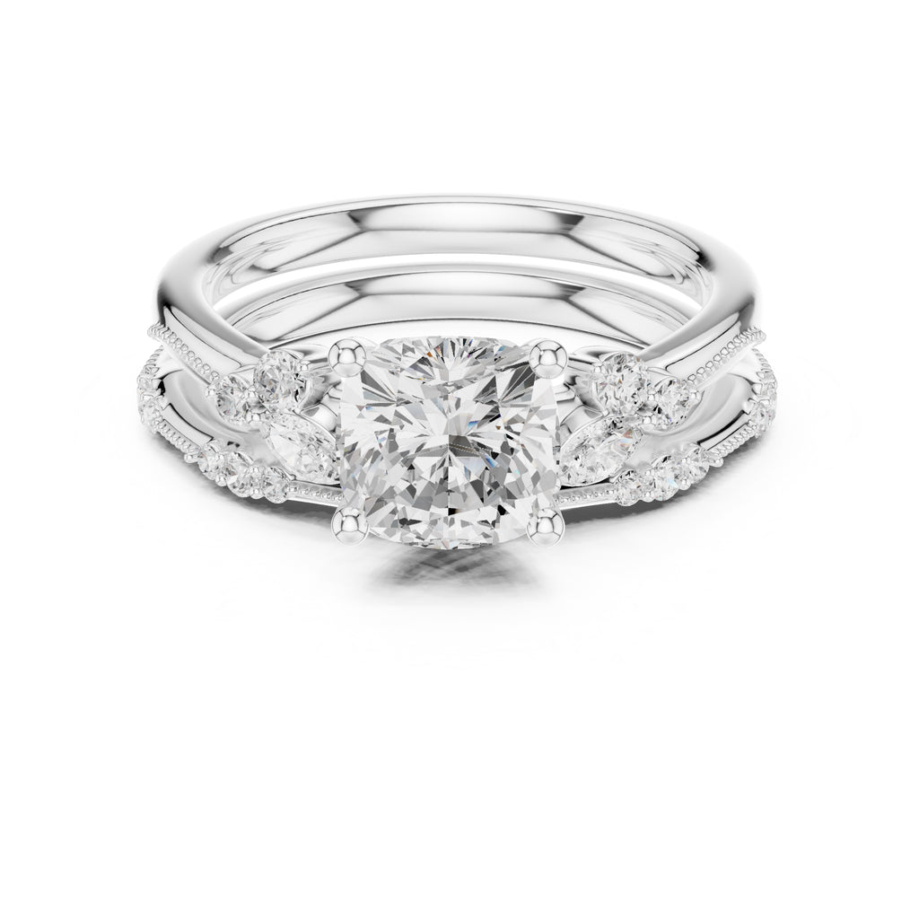 2.00 ct Zenith Cluster Engagement Ring 2ct White Gold Cushion