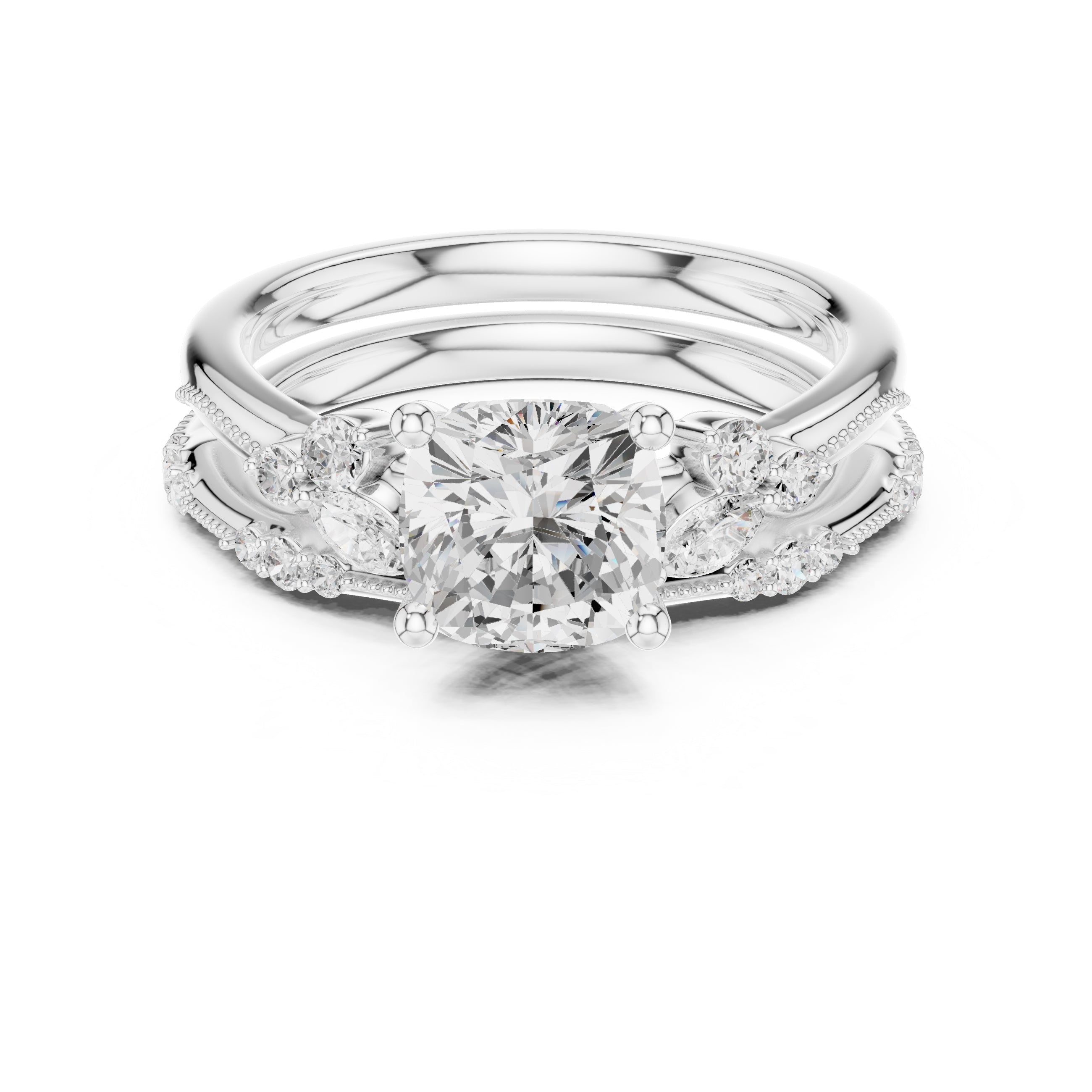 2.00 ct Zenith Cluster Engagement Ring 2ct White Gold Cushion