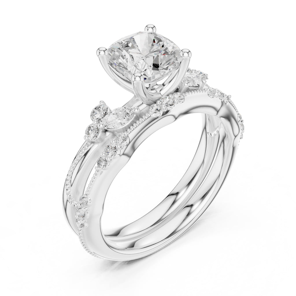 2.00 ct Zenith Cluster Engagement Ring 2ct White Gold Cushion