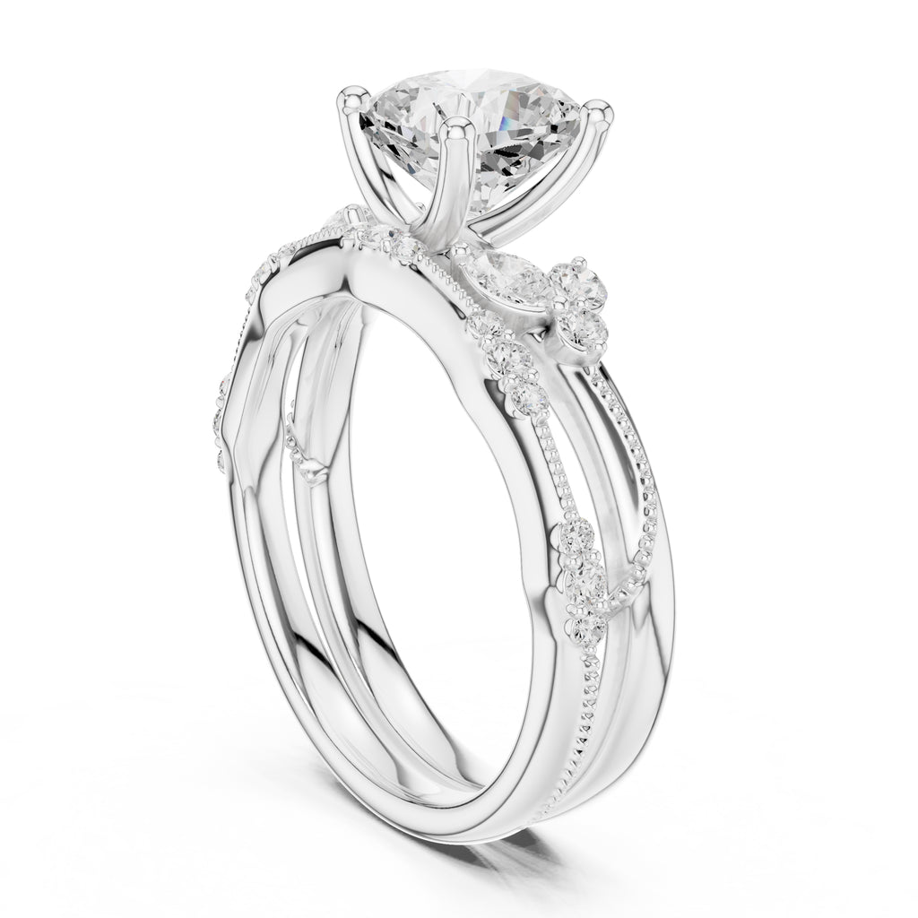 2.00 ct Zenith Cluster Engagement Ring 2ct White Gold Cushion