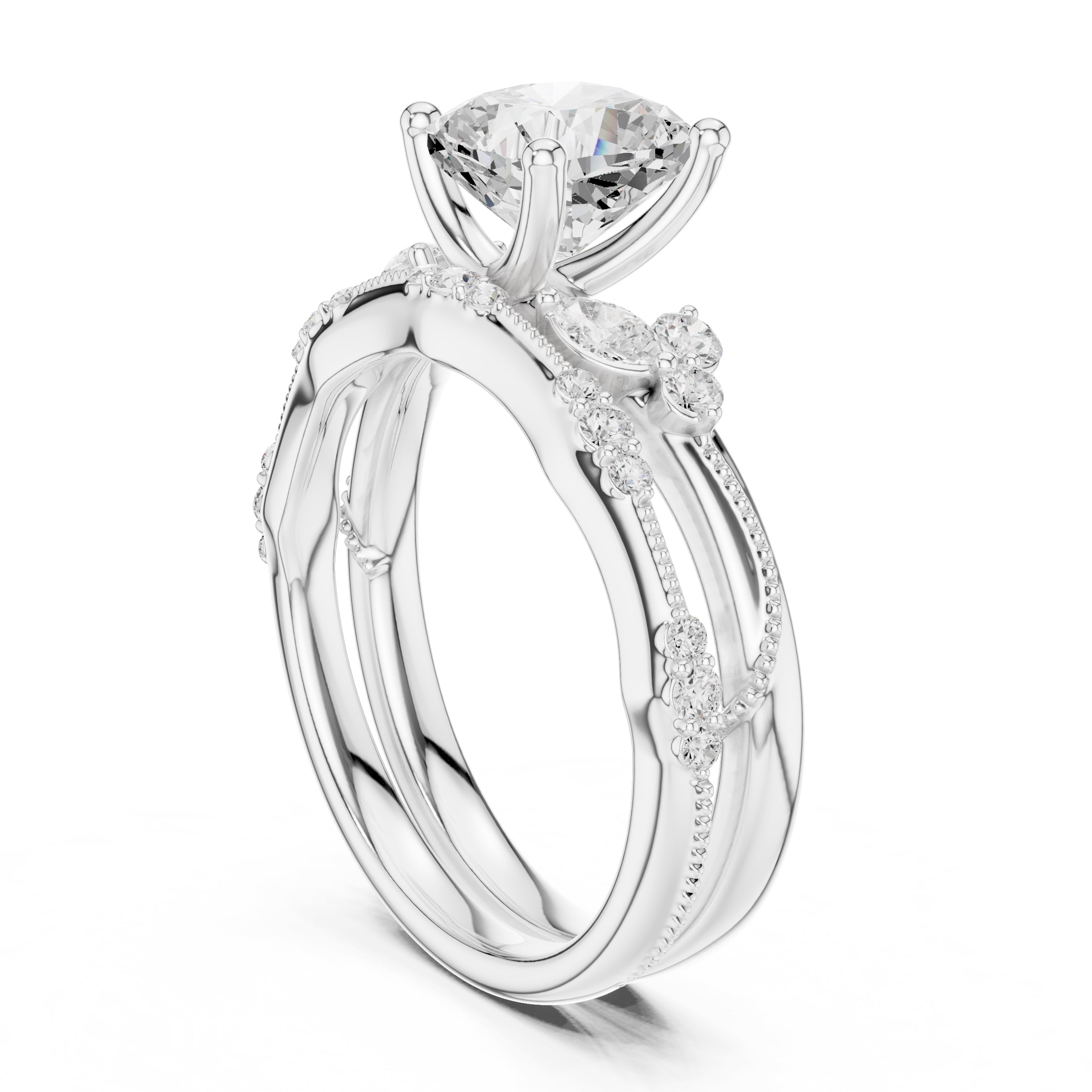 2.00 ct Zenith Cluster Engagement Ring 2ct White Gold Cushion