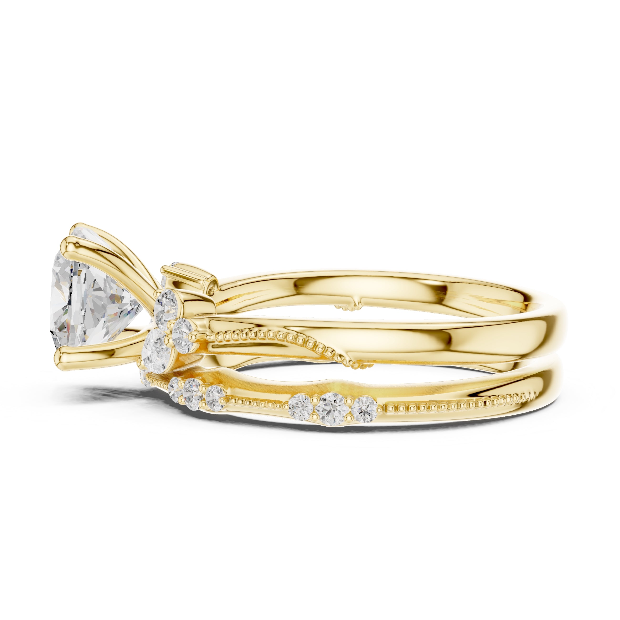 2.00 ct Zenith Cluster Engagement Ring 2ct Yellow Gold Cushion