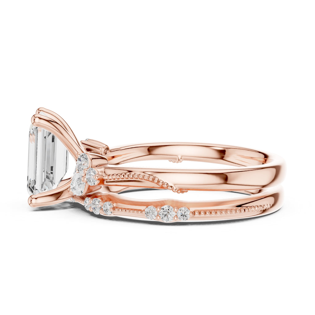 2.00 ct Zenith Cluster Engagement Ring 2ct Rose Gold Emerald