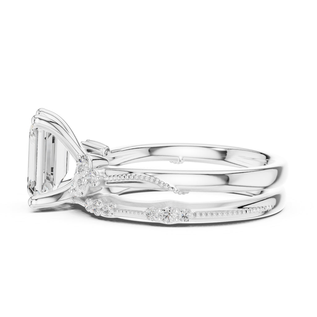 2.00 ct Zenith Cluster Engagement Ring 2ct White Gold Emerald
