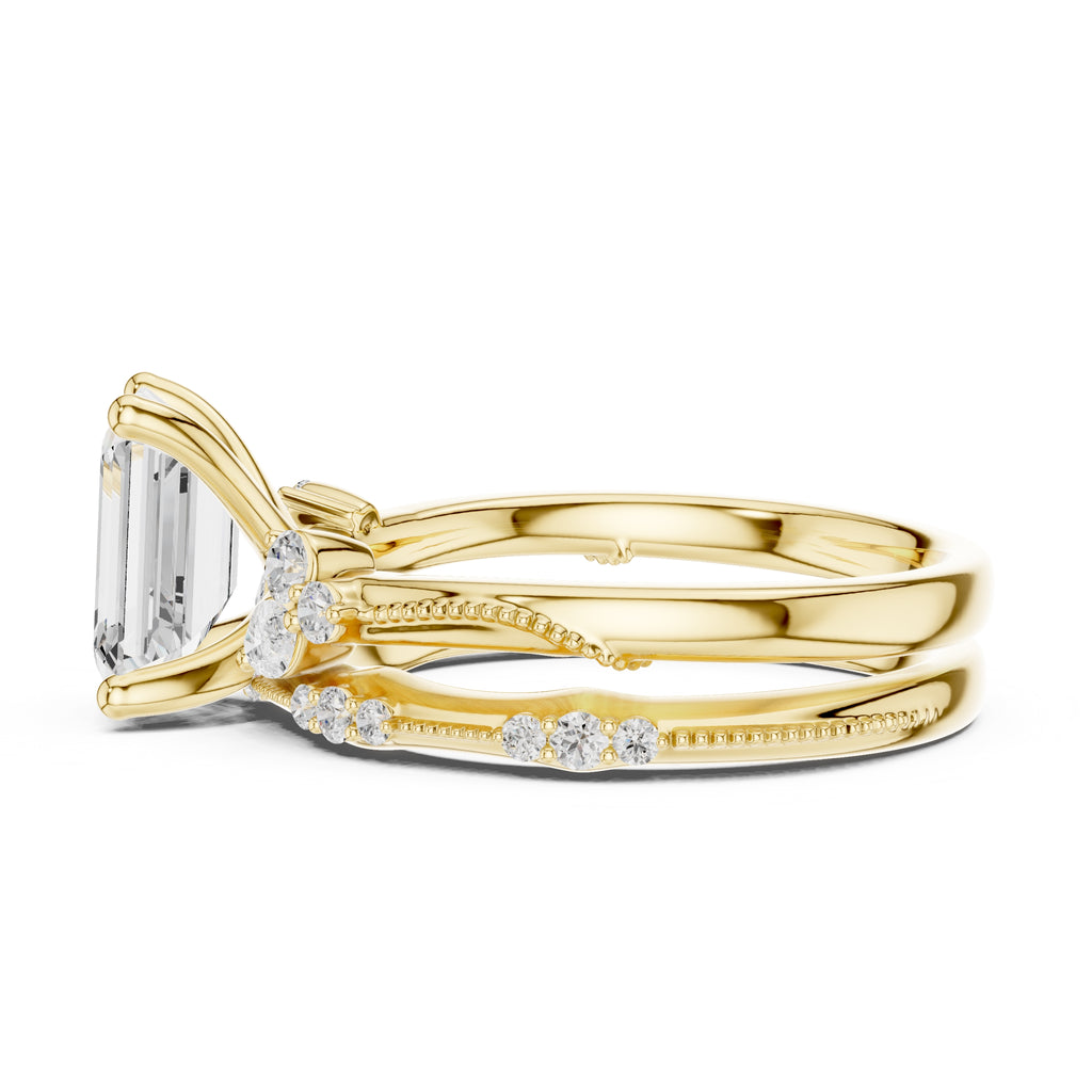 2.00 ct Zenith Cluster Engagement Ring 2ct Yellow Gold Emerald