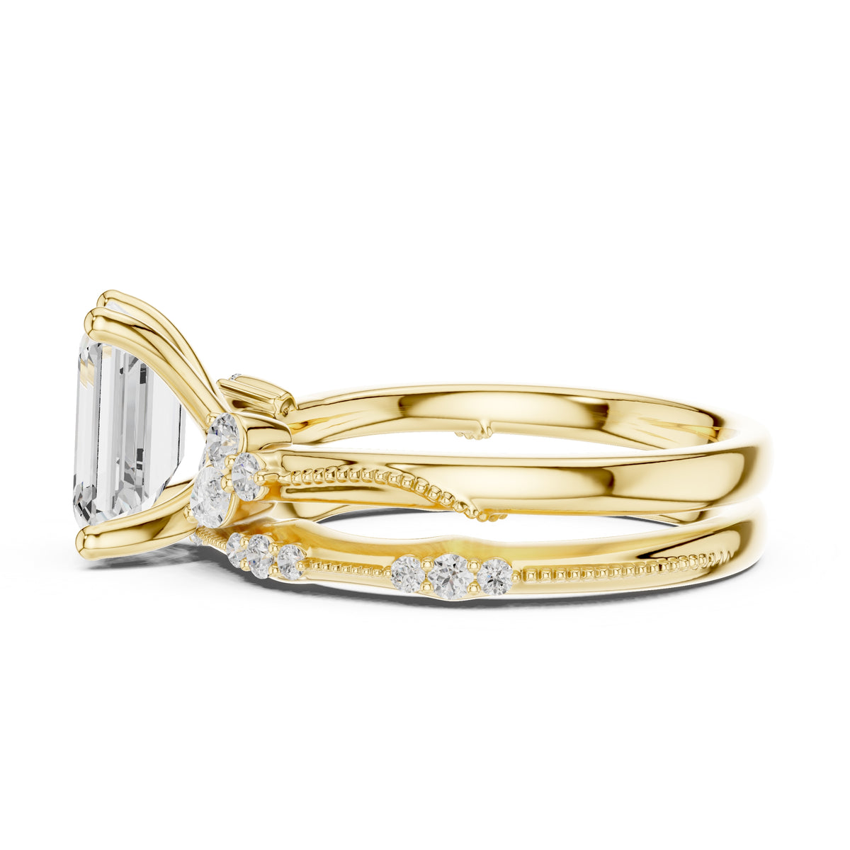 2.00 ct Zenith Cluster Engagement Ring 2ct Yellow Gold Emerald