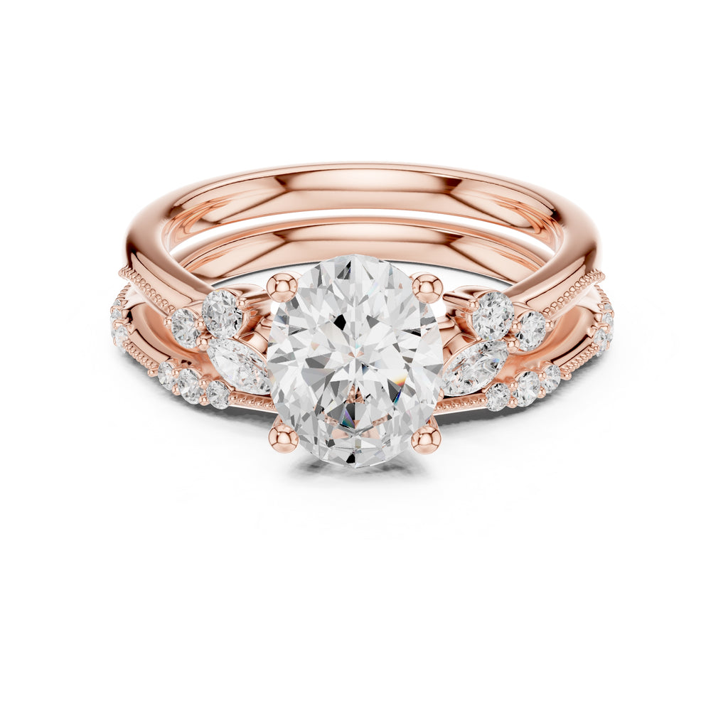 2.00 ct Zenith Cluster Engagement Ring 2ct Rose Gold Oval