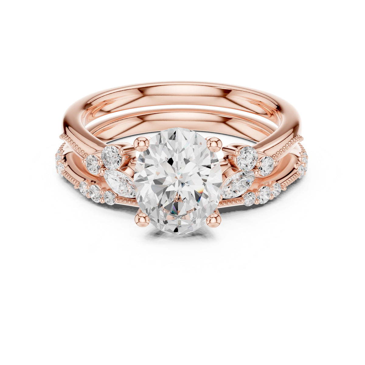 2.00 ct Zenith Cluster Engagement Ring 2ct Rose Gold Oval
