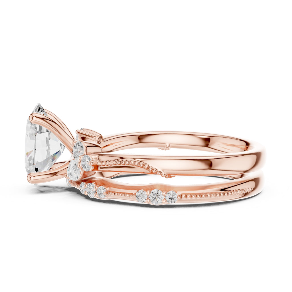 2.00 ct Zenith Cluster Engagement Ring 2ct Rose Gold Oval